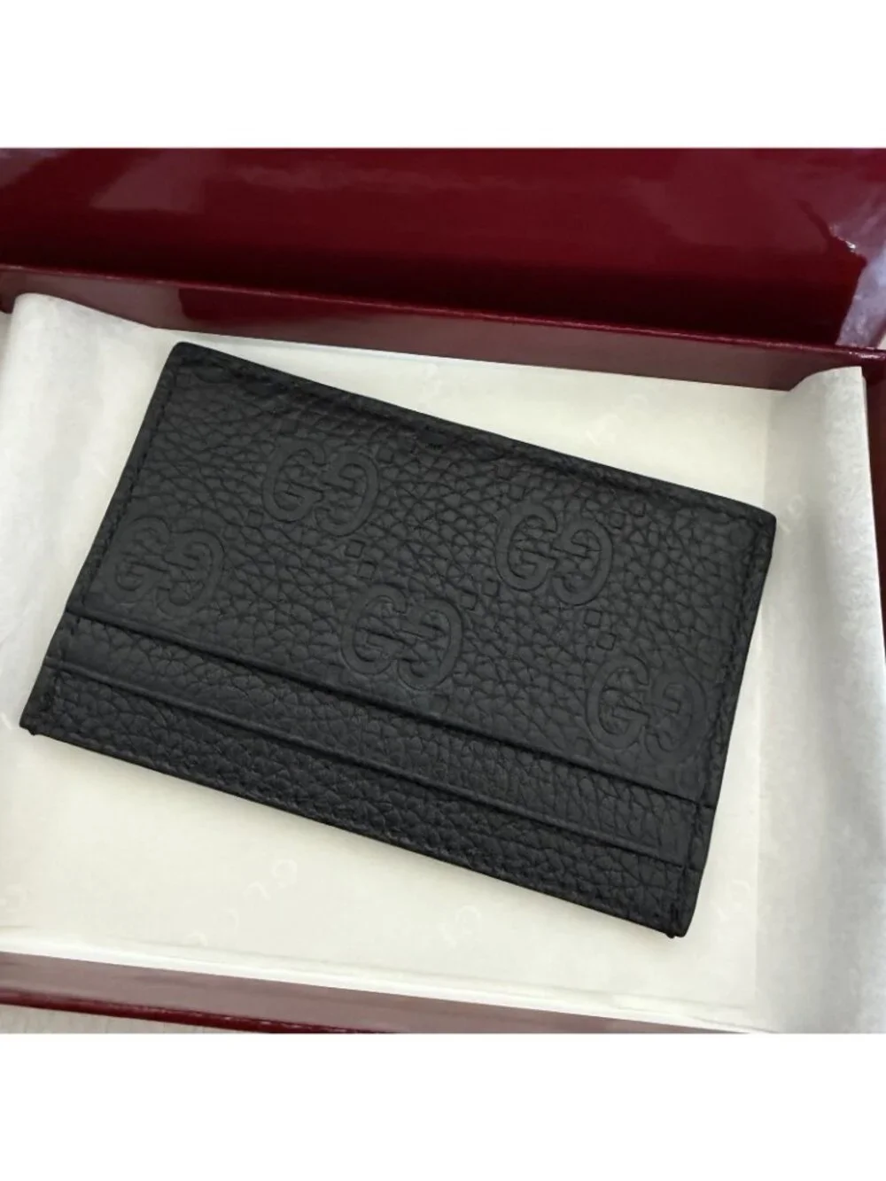 NEW GUCCI Leather Black Cardholder GG 100% Authentic